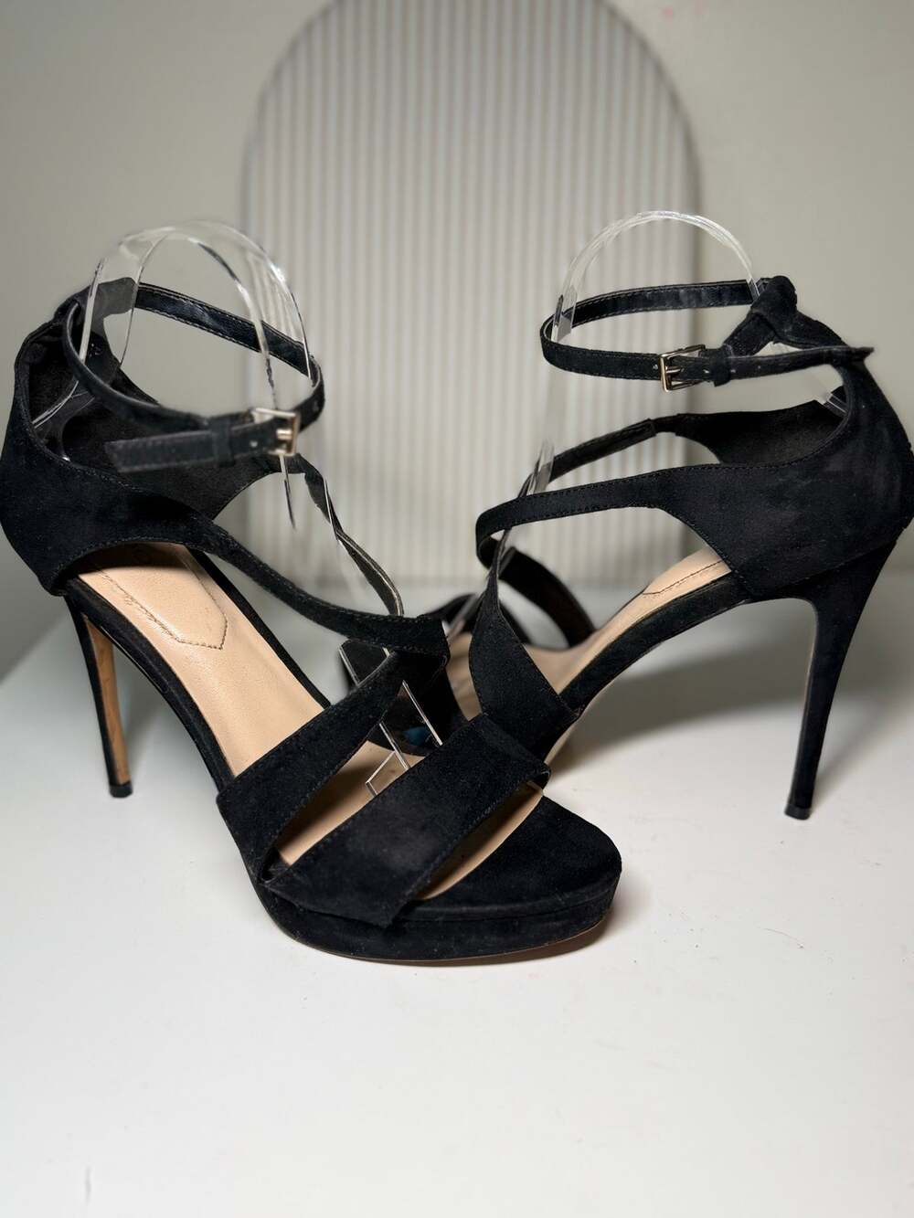 ALDO Black Strappy Platform Heels — Size 8